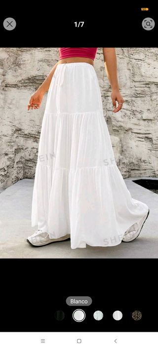 Falda larga blanca boho