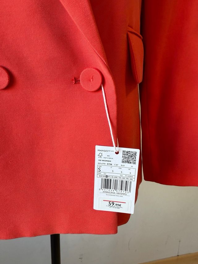 Americana TEMPO Mango Rojo Coral Talla S