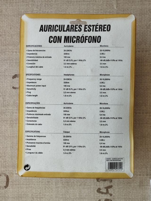 Auriculares estereo con micrófono
