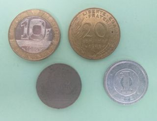Monedas de Francia, Japón y Tailandia