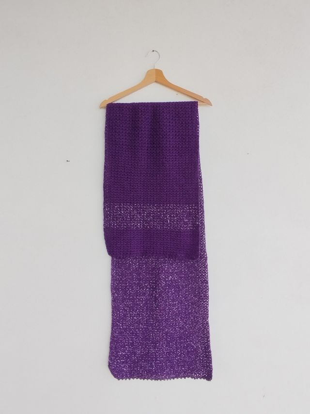 Sciarpa Uncinetto Lana Viola con Argento