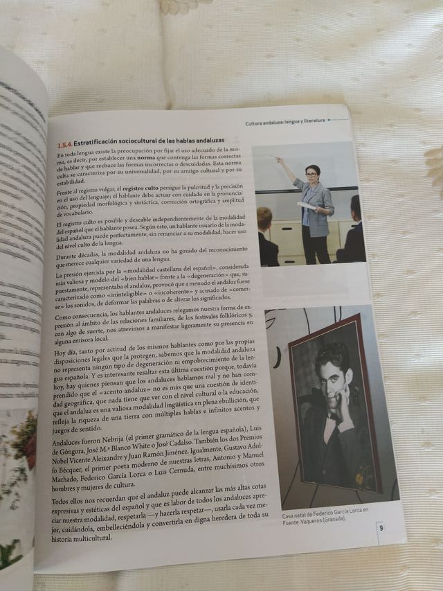 Libro de texto 1º Bachillerato Cultura andaluza.