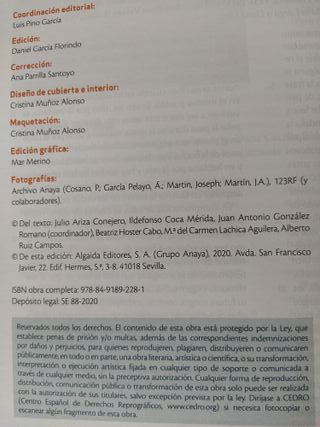 Libro de texto 1º Bachillerato Cultura andaluza.