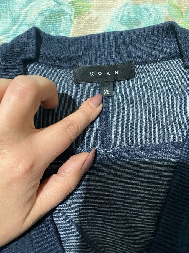 Cardigan blu e grigio Koan taglia XL