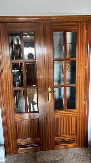 Puerta doble de cristal de madera maciza sapelli