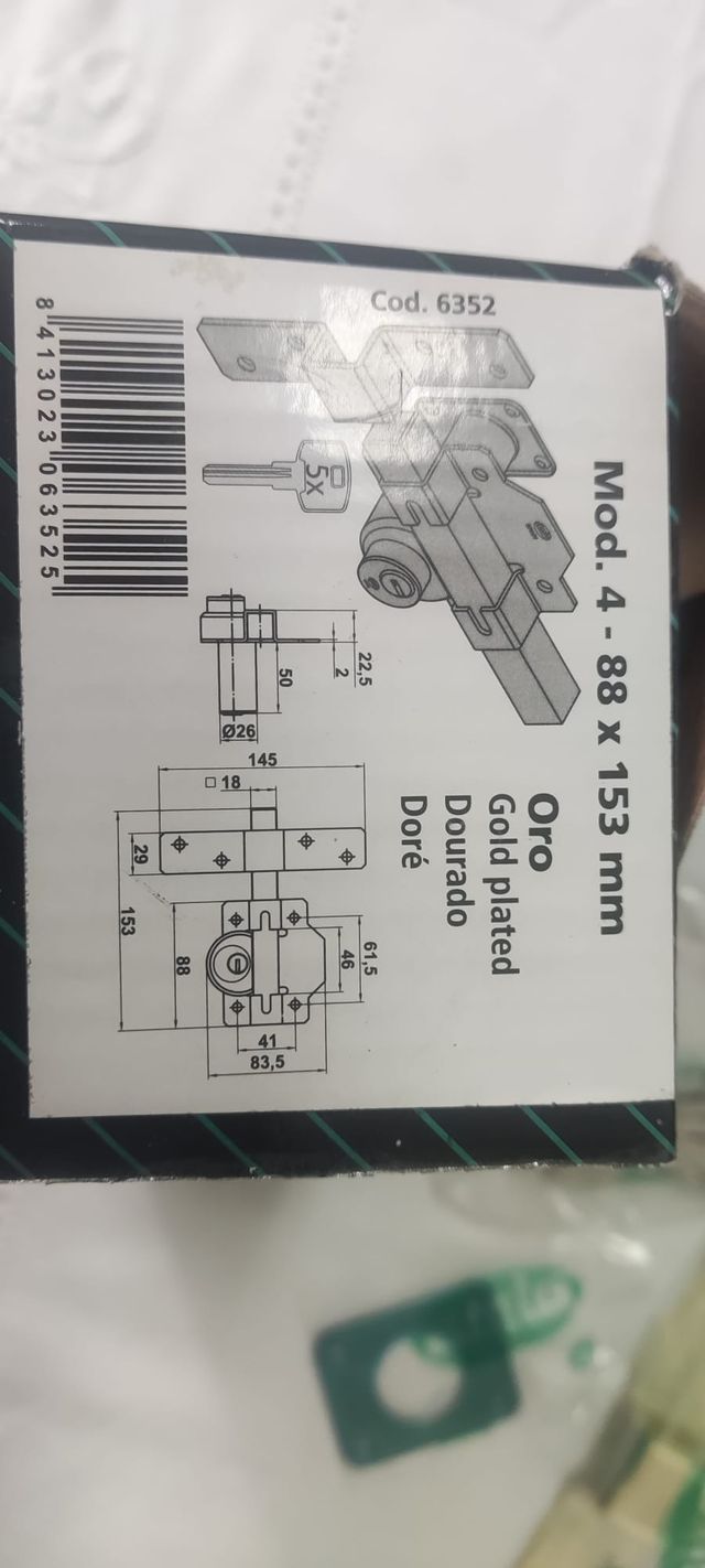 CERROJO SEGURIDAD. MOD. 4 AMIG 88X153 ORO
