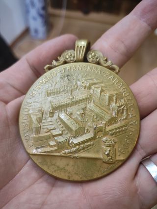 Medalla exposicion hispano francesa 1908 bronce