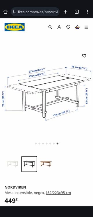 Mesa extensible Ikea 152x223x95
