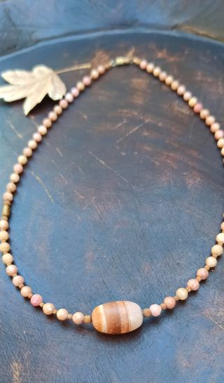 Collar gargantilla rodocrosita y ágata 