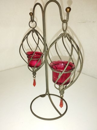 Porta candele metallo e vetro