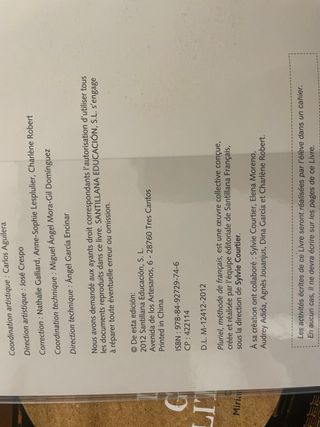 Libro de francés, Pluriel 2