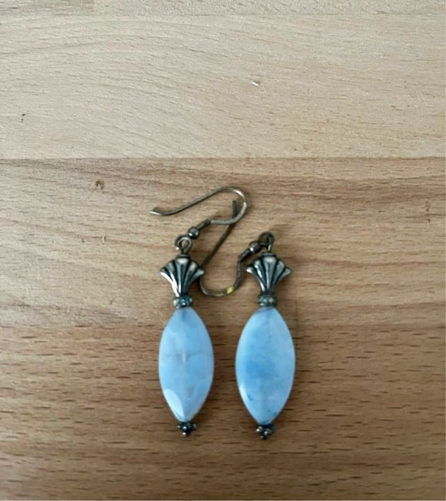 Orecchini pendenti a goccia pietra Agata celeste