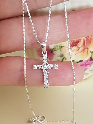 Colgante Cruz Con Cadena De Plata De Ley 925