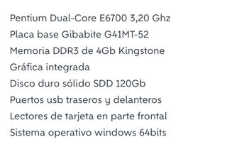 Pc de sobremesa intel