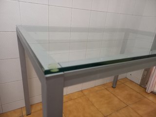 Mesa de cocina/comedor de cristal