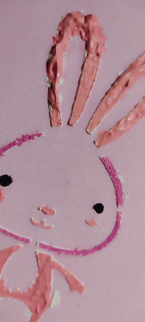 Conejita rosa, pintura infantil, 20x25 cm, textura