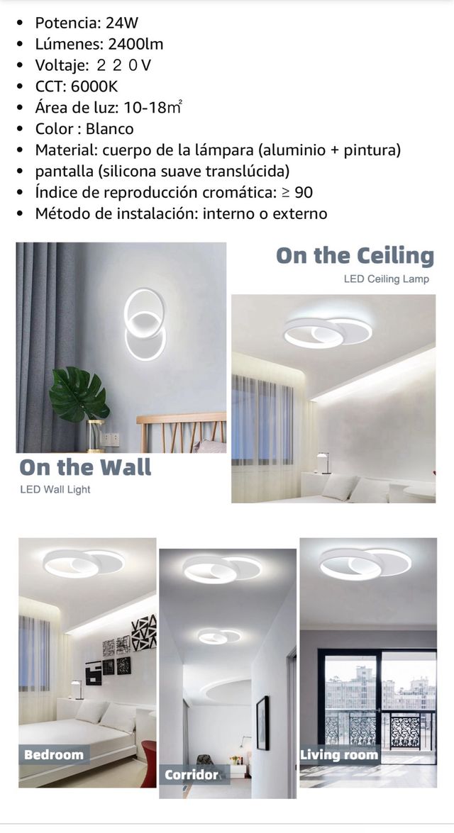 Luz techo plafon luz pared