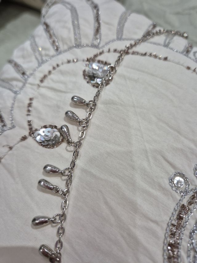 Pulsera/tobillera con lágrimas plateada