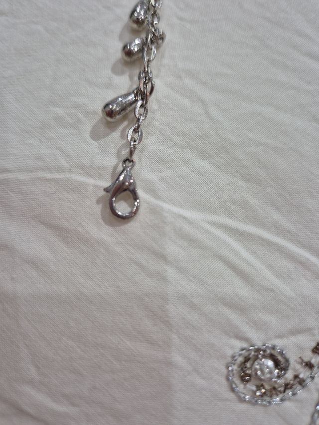 Pulsera/tobillera con lágrimas plateada