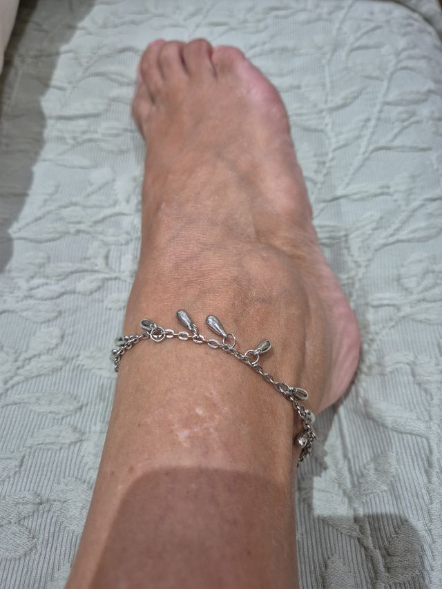 Pulsera/tobillera con lágrimas plateada