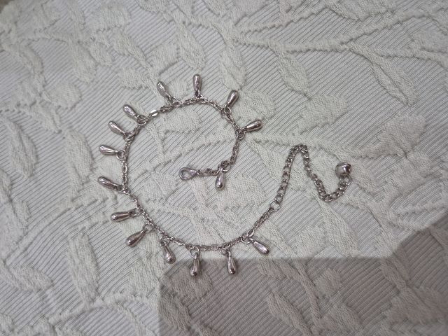 Pulsera/tobillera con lágrimas plateada