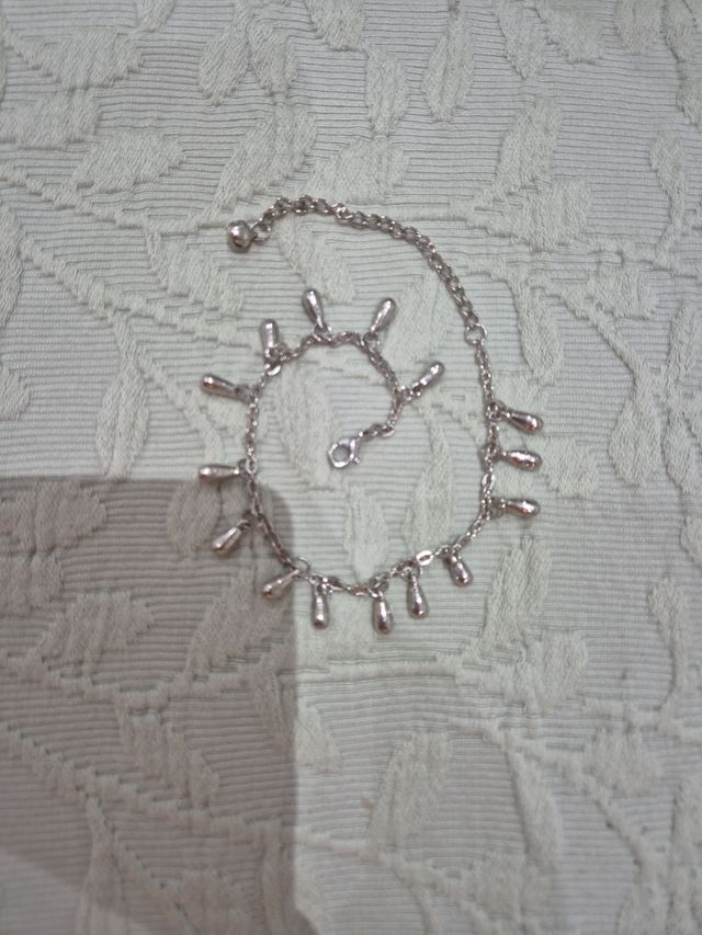 Pulsera/tobillera con lágrimas plateada