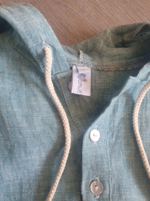 Camisa azul lino talla 6 Manuela Montero