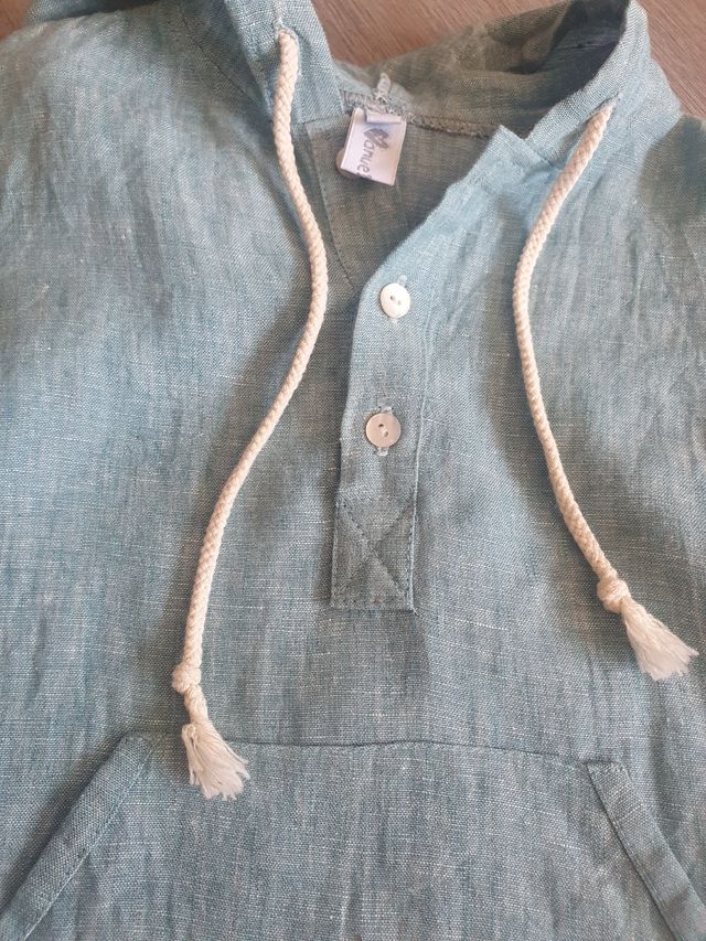 Camisa azul lino talla 6 Manuela Montero