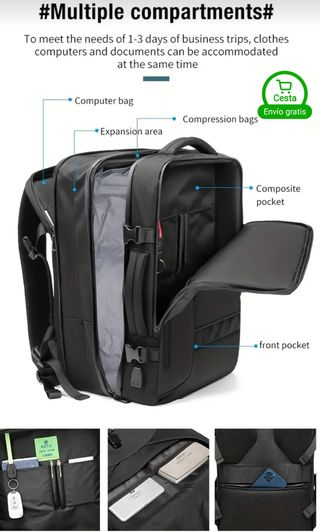 Mochila de viaje con compartimento al vacío 