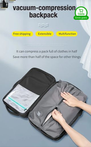 Mochila de viaje con compartimento al vacío 