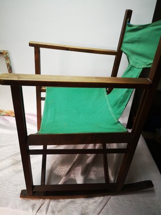 Silla mecedora plegable madera antigua