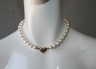 Gargantilla efecto perlas - Con Corazón dorado