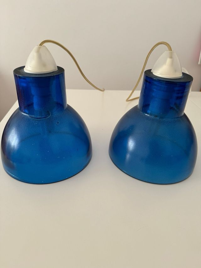 Lámparas de techo en cristal, color azulòn