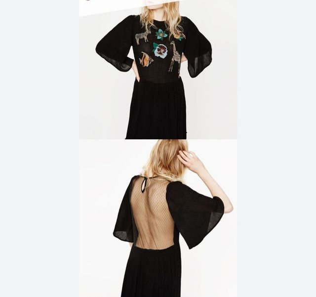 Vestido bordados 🦓 🐠 ZARA * talla M