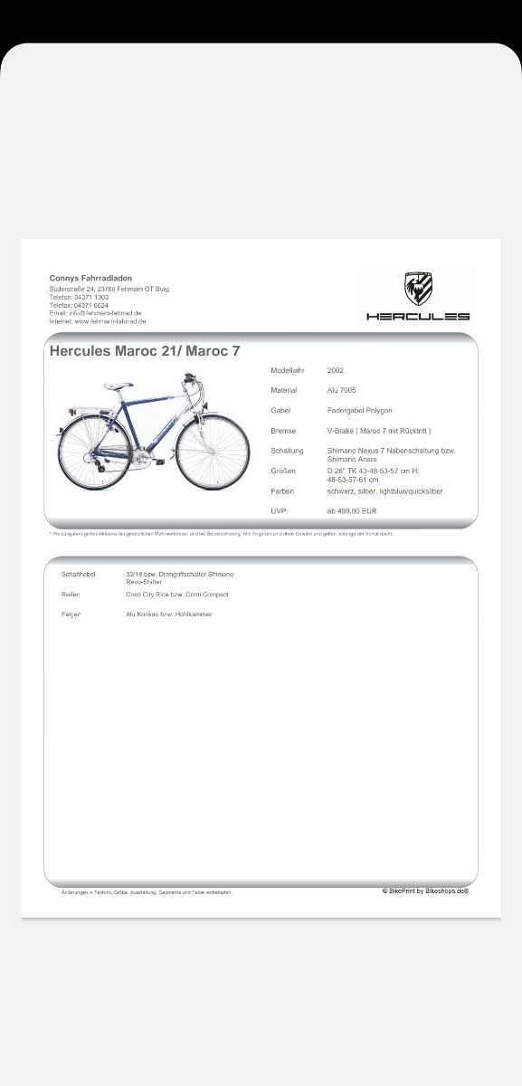 Bicicleta adulto talla L Hércules maroc