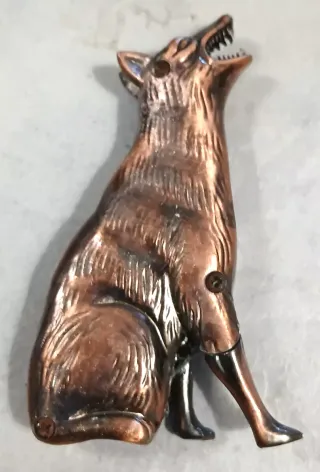 Antico Accendino Rame Ottone Collezione Cane Lupo