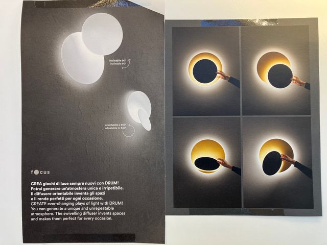 Lampada parete oro/nero Led effetto "eclisse"