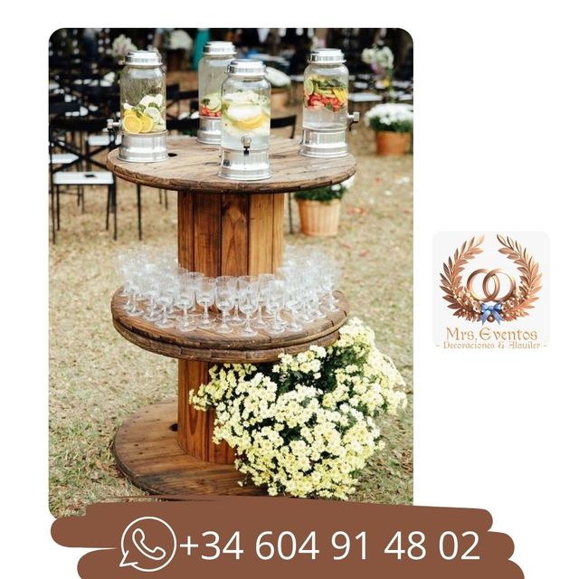 Alquiler Bobina Madera Boda Vintage