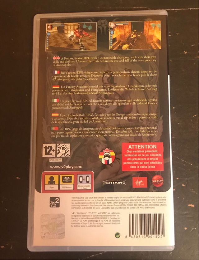 Juego PSP Warriors of the lost empire