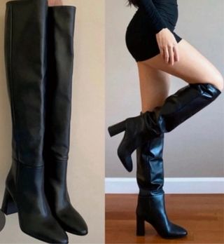 Botas altas de piel mosqueteras