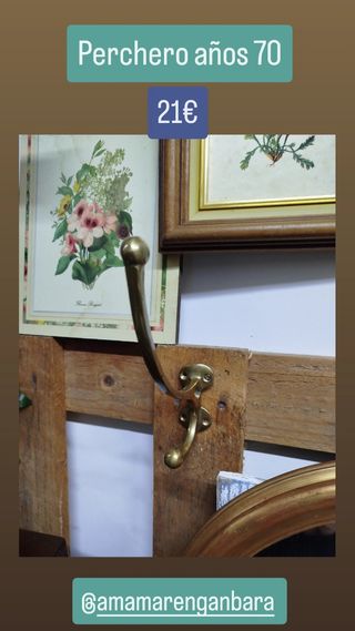 ÚLTIMO PRECIO Perchero de pared de bronce años 60-