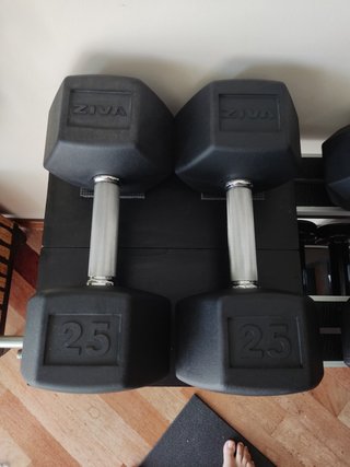 Mancuernas de 25kg cada una, marca ZIVA. Nuevas.