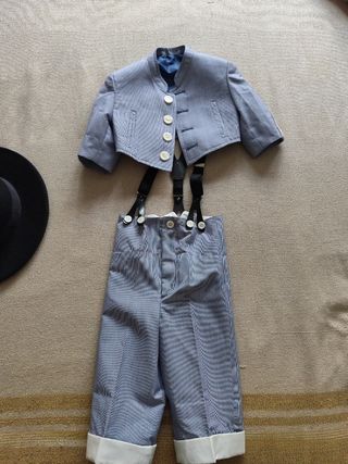 Traje de campero para niño azul y blanco