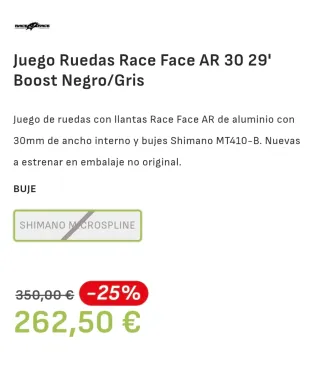 Ruedas Race Face AR 30 en 29"