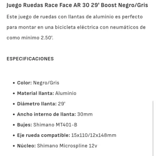 Ruedas Race Face AR 30 en 29"