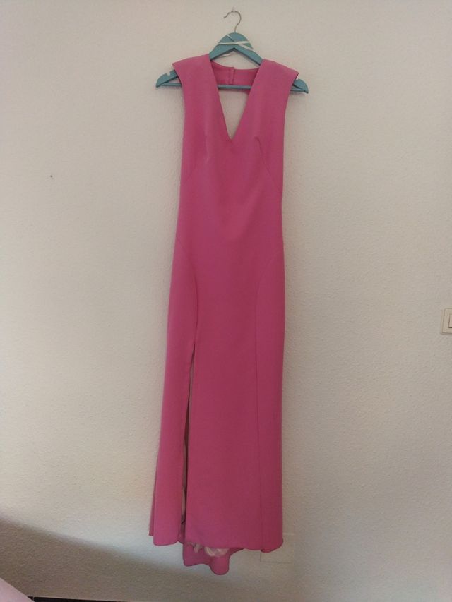 Vestido rosa de fiesta largo con drapead