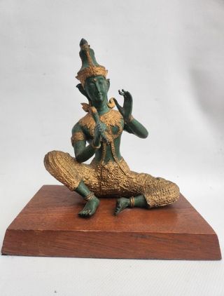 Escultura en bronce de músico tailandesa ✓