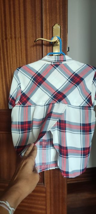 Camisa cuadros manga corta, talla S