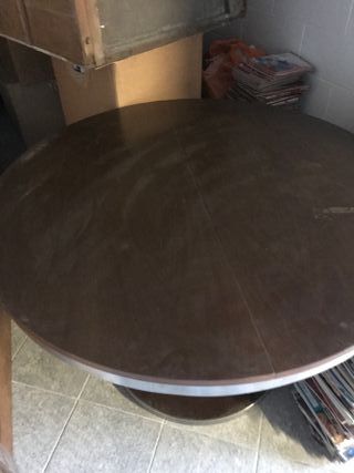 tavolo legno e acciaio anni 70