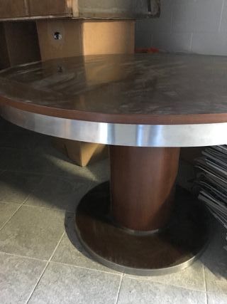 tavolo legno e acciaio anni 70